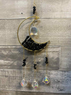 Black Obsidian Crescent Moon Suncatcher