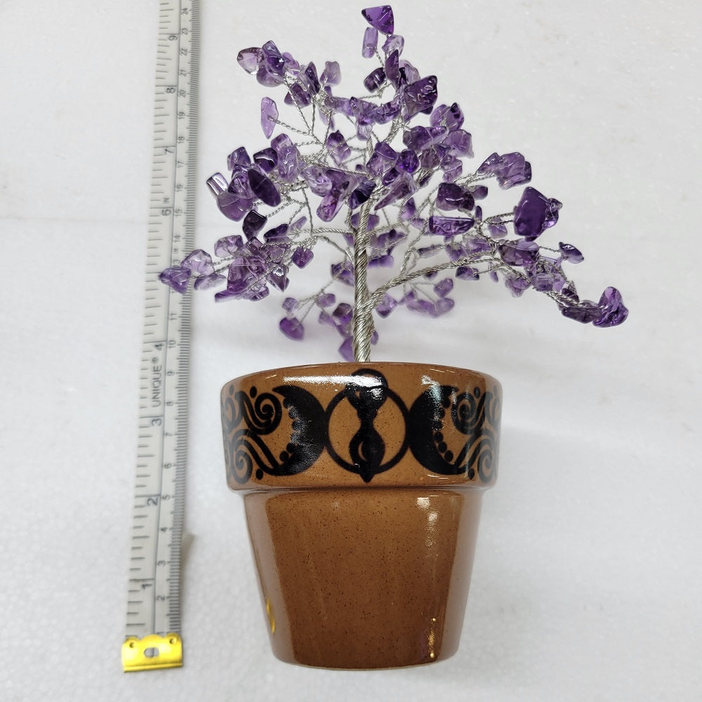 AMETHYST – GEM TREE IN CERAMIC POT W/GODDESS