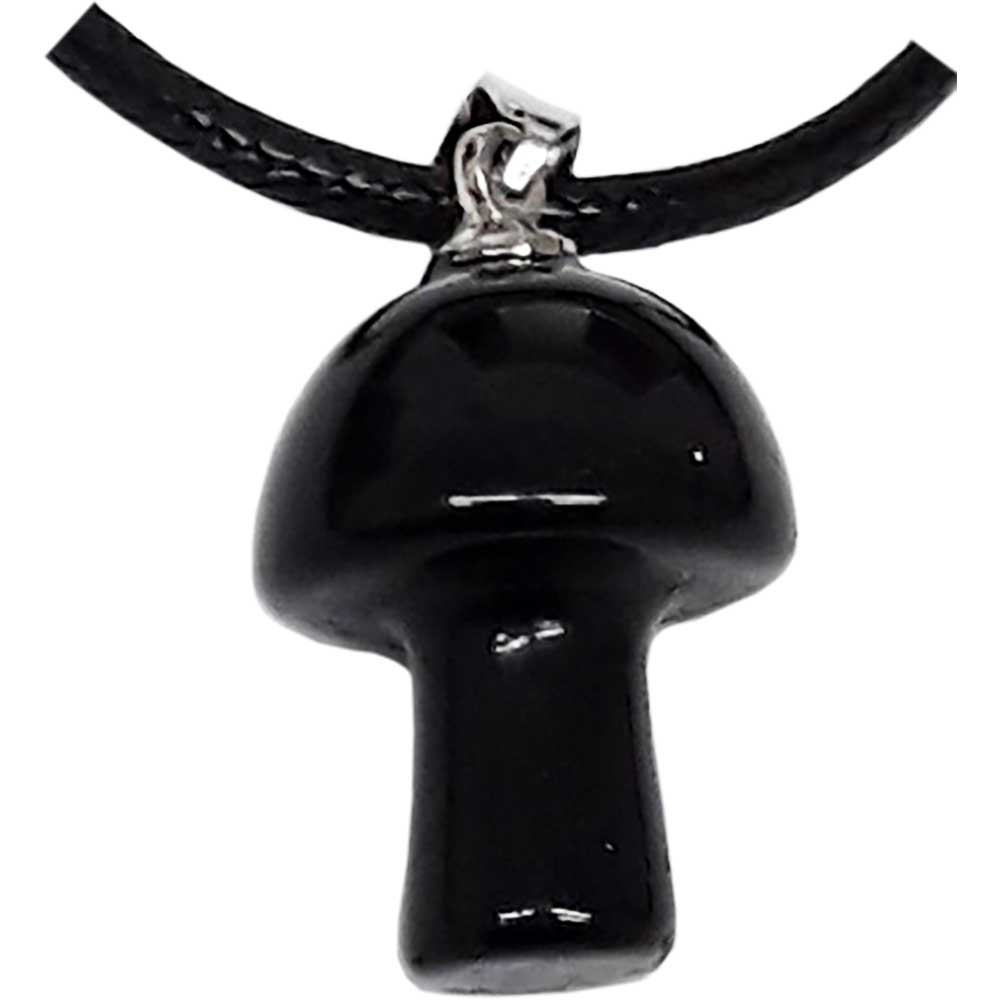 Black Obsidian Mushroom Necklace
