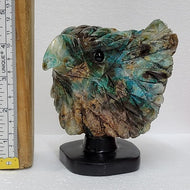 Chrysocolla Eagle Head On Onyx Base