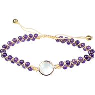 Amethyst & Moonstone Adjustable Weave Bracelet