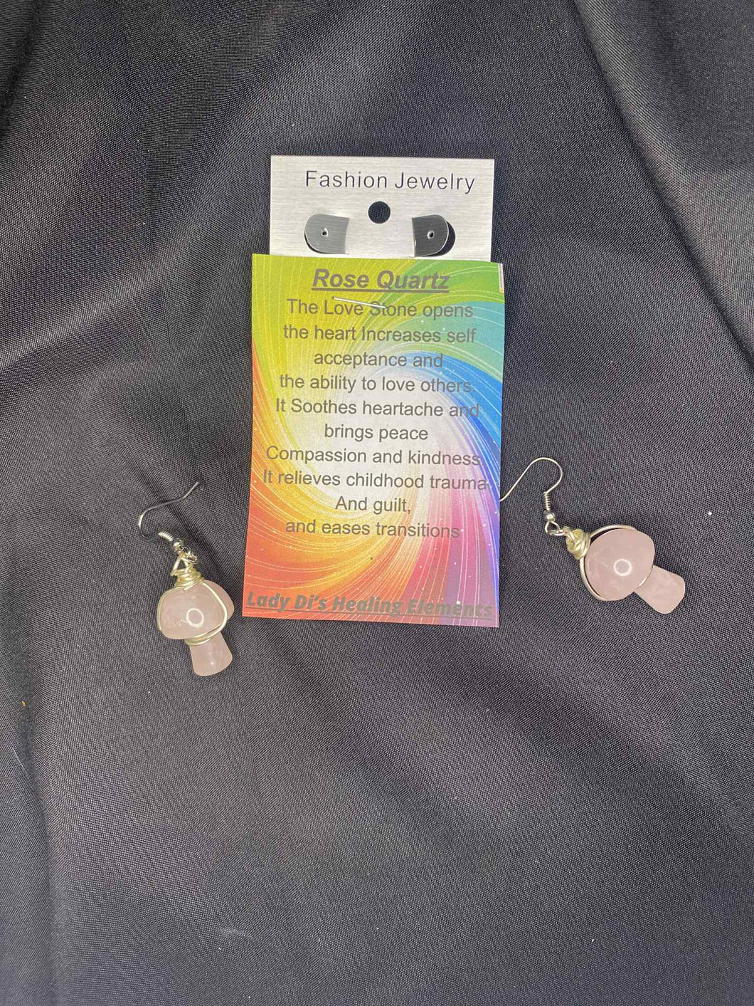 Rose Quartz Mushroom Earrings