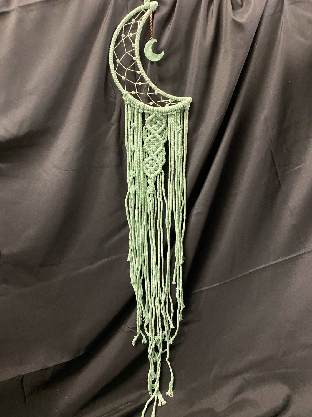 Light Green Macramé Crescent Moon