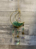 Green Aventurine Crescent Moon Suncatcher