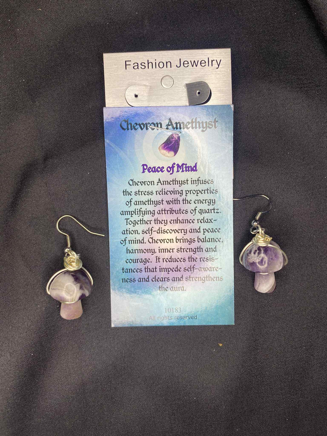 Chevron Amethyst Mushroom Earrings