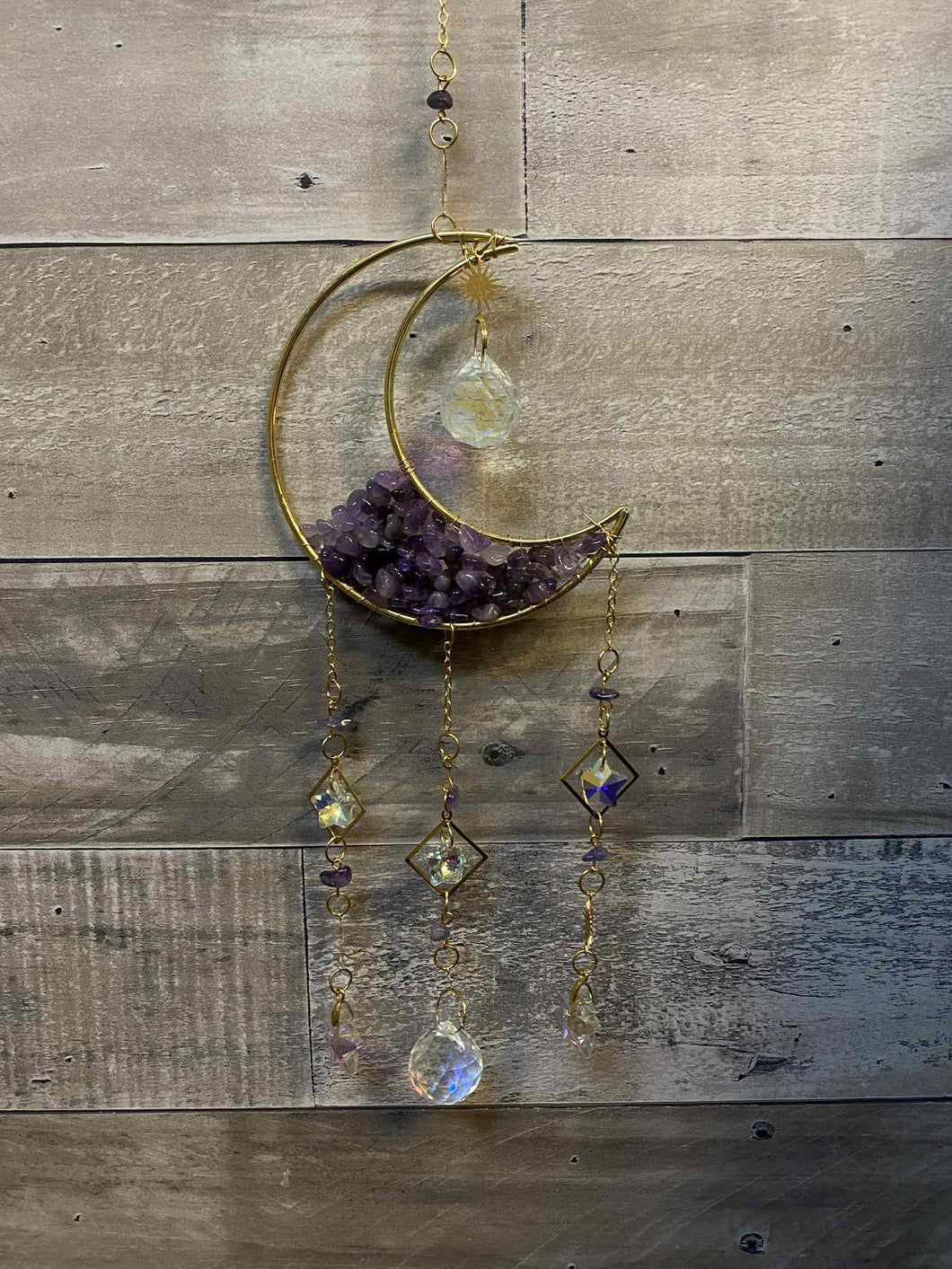 Amethyst Crescent Moon Suncatcher