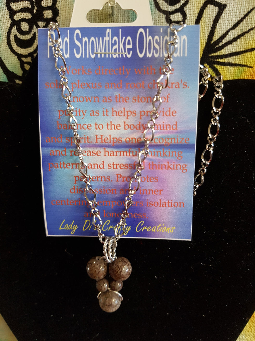 Red Snowflake Obsidian Necklace