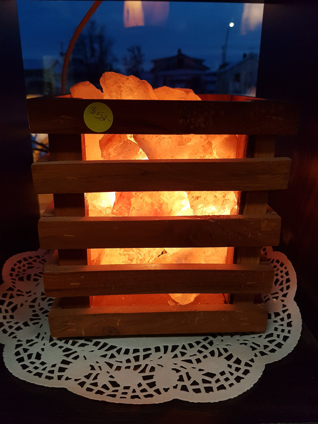 Himalayan Salt Lamp-Square Wood Casement