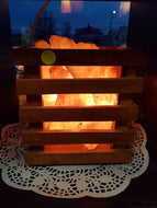 Himalayan Salt Lamp-Square Wood Casement